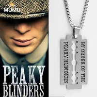 peaky blinders necklace stainless steel razor blade pendants necklace movie jewelry necklaces for women men chain choker