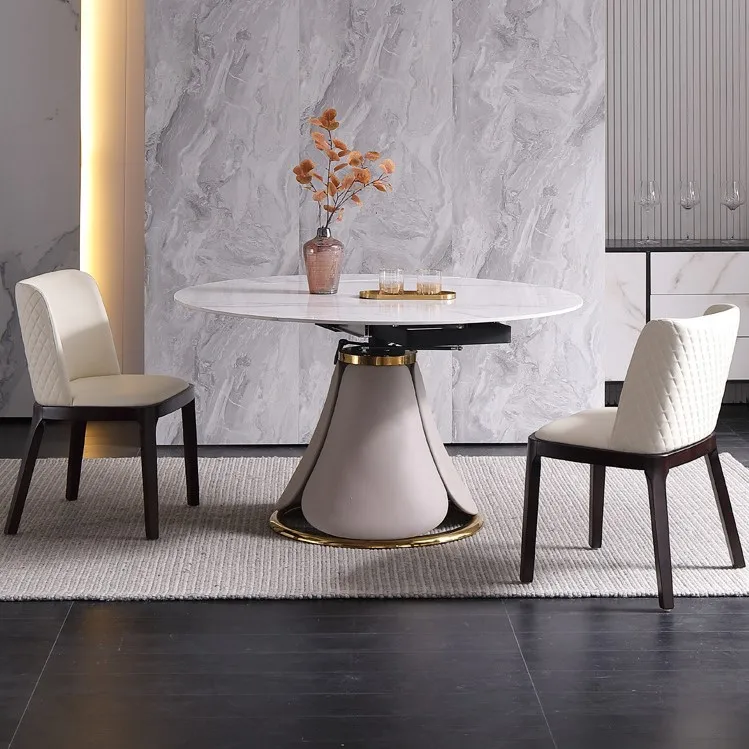 

Telescopic rotating household small square and round variable round table dining table