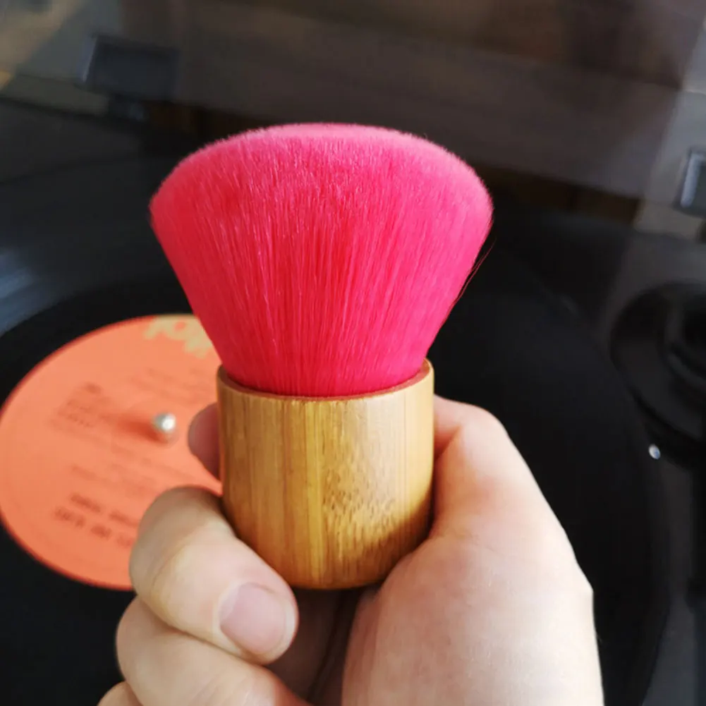 Антистатическая ручная виниловая мини щетка LP с мягкой бамбуковой ручкой для