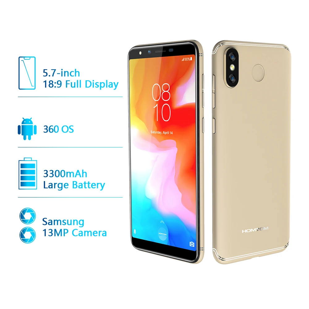 HOMTOM H5 5 7 дюймов ips дисплей 3 Гб ОЗУ + 32 ПЗУ смартфон четыре ядра 1 ГГц gps отпечаток