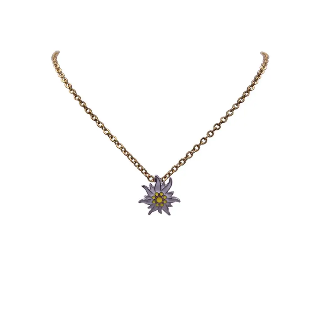 Дешевая Баварская серебряная с золотом цепь маленькая подвеска Эдельвейс