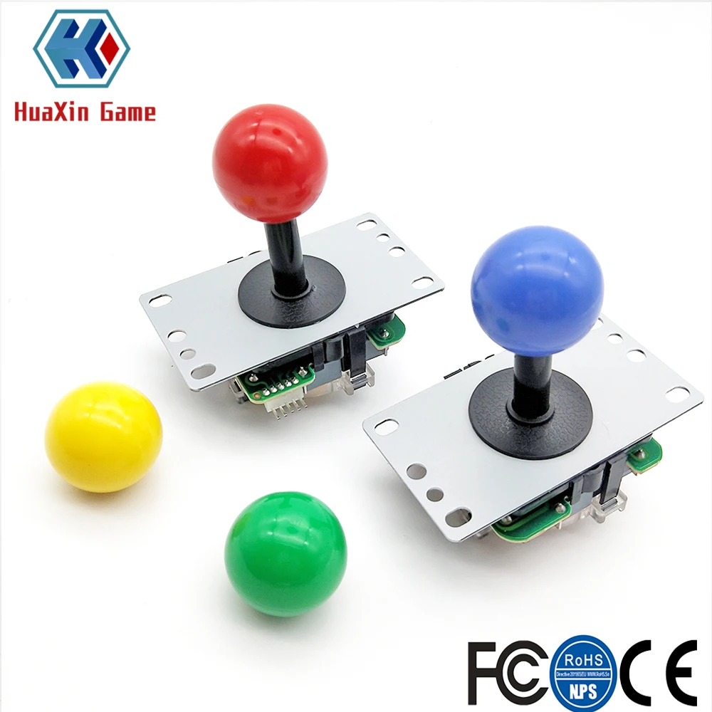 

2 PCS Copy Sanwa 5Pin 8Way Joystick with Multi Color ball For DIY Arcade Game Machine machine project Multi Color Red Blue