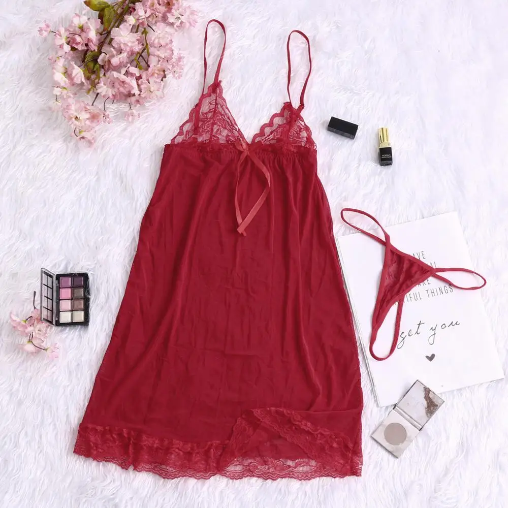 Сексуальное женское белье кружевная пижама однотонный прозрачный топ ночная