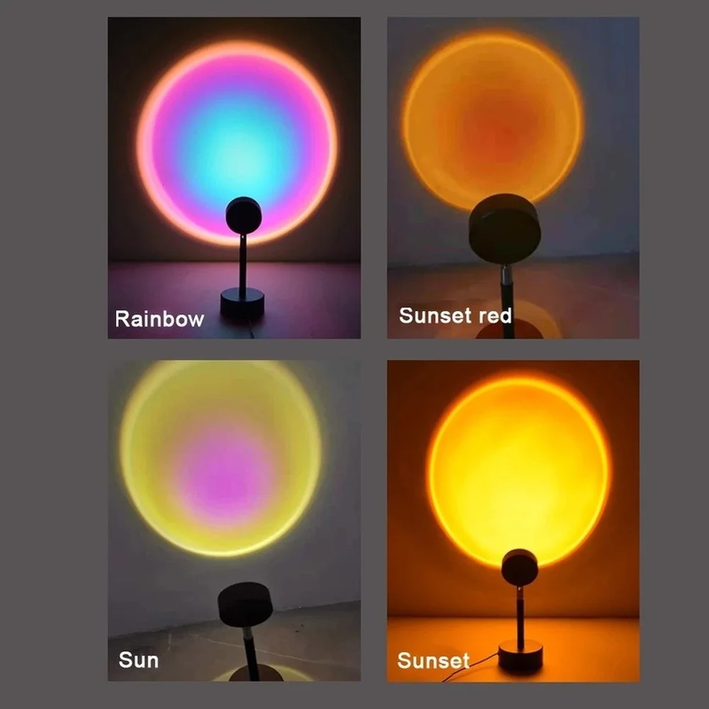 

Rainbow Sunset Lamp Projector Night Light Sunset Projection Led Desk Lamp for Bedroom Atmosphere Rainbow Lamp Decoration Light.