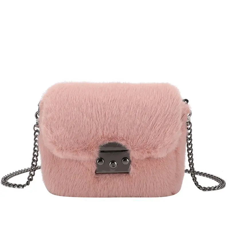 

Faux Rabbit Fur Bag Women 2020 Chain Crossbody Bag Shoulder Handbag Purse Mini Brand Designer Handbags Fashion Winter New