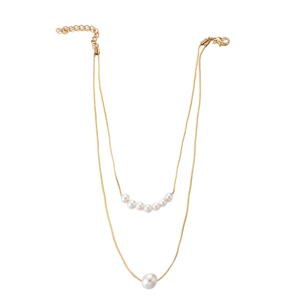 Модное простое Двухслойное ожерелье из сплава с жемчугом и узлом|Подвески| |