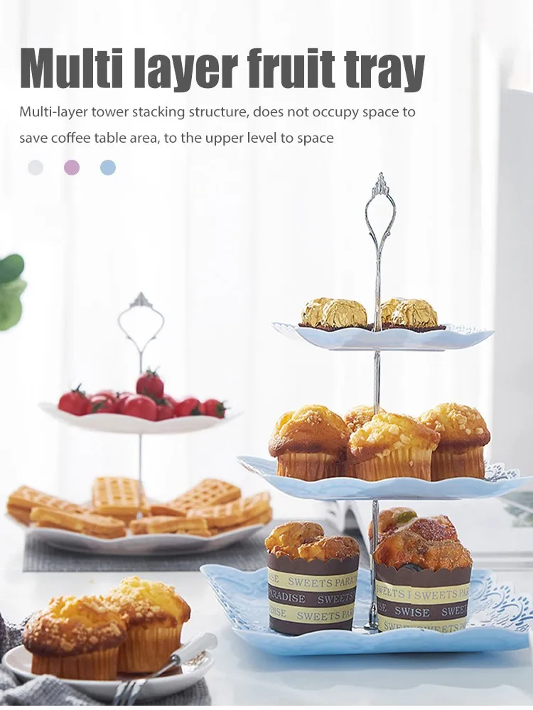 

Съемная подставка для торта в Европейском стиле, 3-уровневая Подающая тарелка для кексов, фруктов, десертов, конфет, пластиковый держатель д...