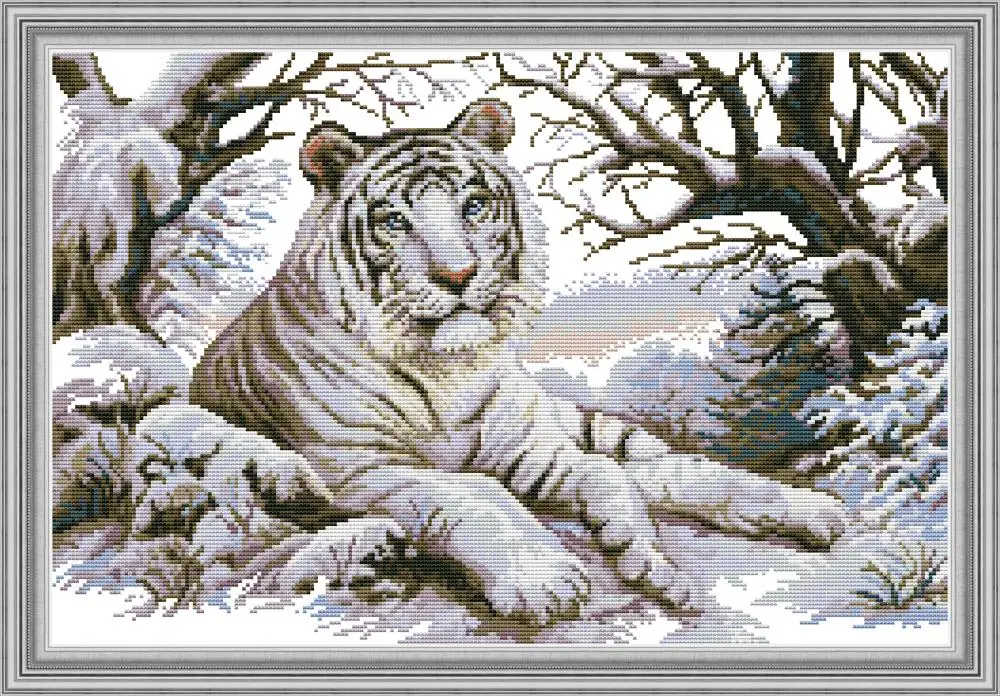 

Everlasting Love Tiger 5 Chinese Cross Stitch Kits Ecological Cotton Clear Printed DIY Christmas 11CT 14CT Wedding Decoration