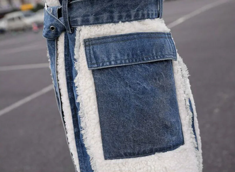 TWOTWINSTYLE Hit Color Patchwork Denim Tassel Trench Coats For Women Lapel Collar High Waist Sashes Windbreakers Autumn New