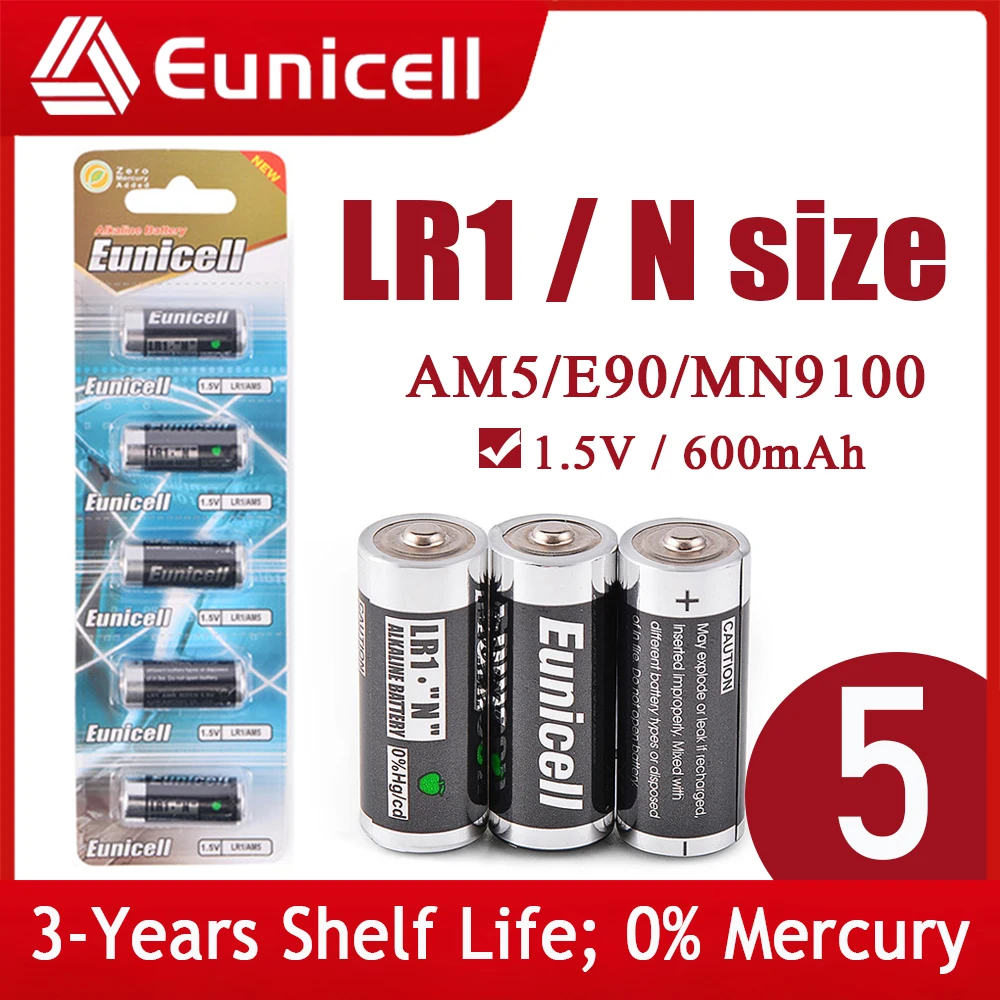 Eunicell 5 шт. 1 V LR1 N размер Батарея E90 AM5 MN9100 910A для Bluetooth сигнализация игроков Мощность