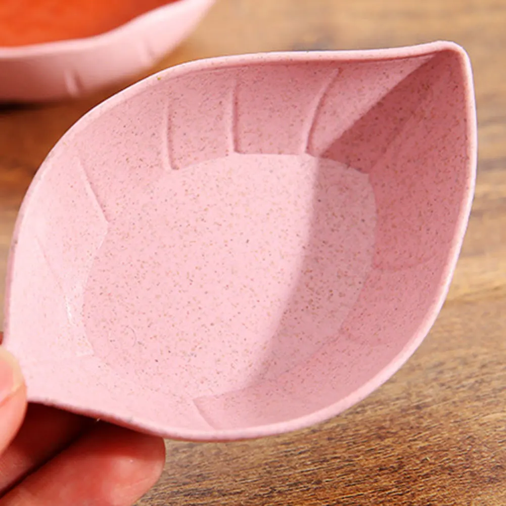 Креативная мини-тарелка в форме листа из пшеничной соломы для приправ соуса