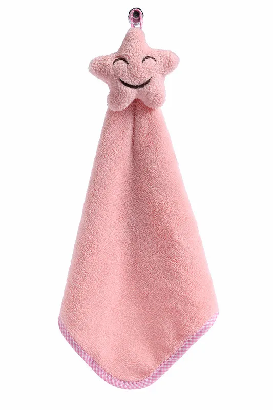 Pink Милое мультяшное детское полотенце для рук, уплотненное мягкое бархатное полотенце кораллового цвета для малышей, подвешивающее банное полотенце для ванной, мини чистящая ткань - Цвет: Pink
