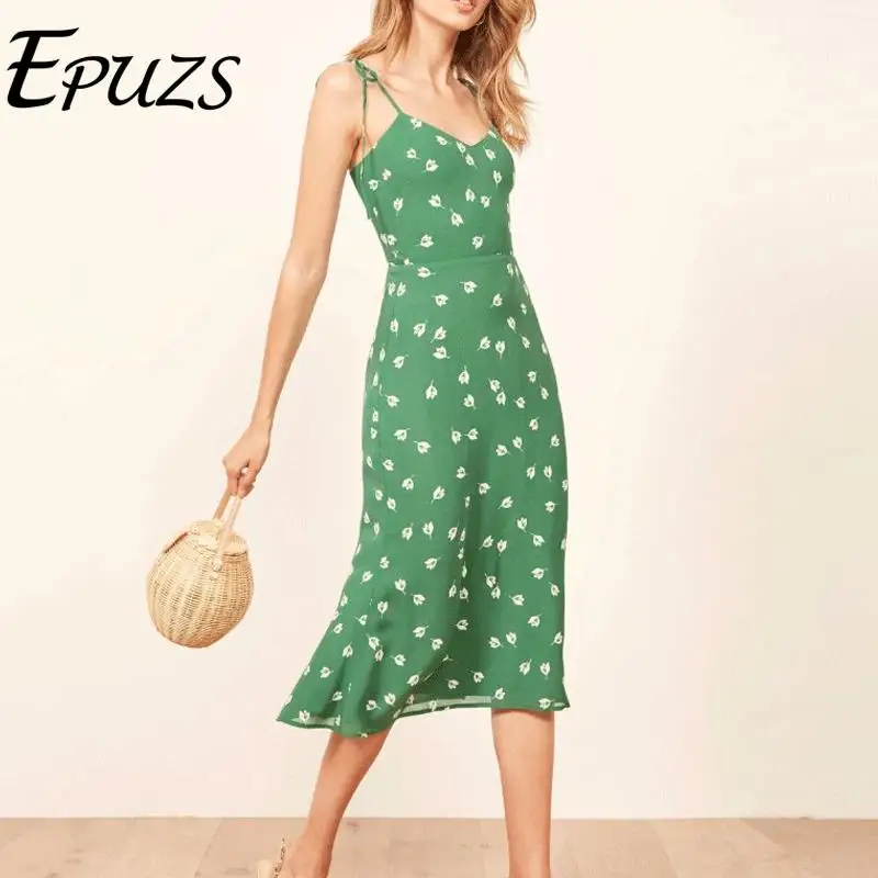 Летнее платье 2019 сексуальное пляжное на бретельках boho винтажные вечерние