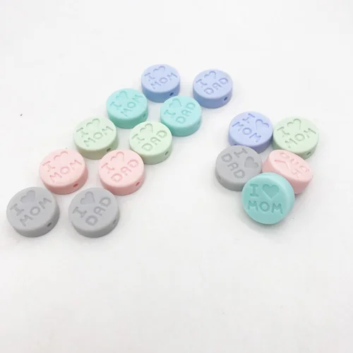 candy colors 1 5 шт. силиконовые бусины с буквами "i love mom/dad" Детский Прорезыватель своими руками Аксессуары детский продукт ожерелье-Прорезыватель для зубов из пищевого силикона - Цвет: candy colors 1