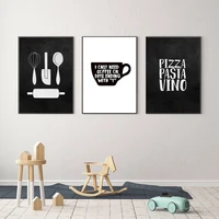 diy 5d diamond painting nordic black white kitchenware print pizza pasta vino wall art pictures for restaurant coffee room decor