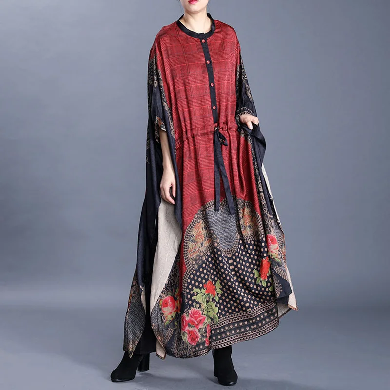 Женские винтажные платья с рукавом летучая мышь Johnature повседневные свободные