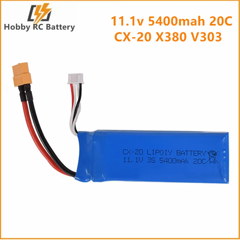 11 1 v 5400mah 20c Lipo батарея XT60 вилка CX 20 X380 V303 V393 2 4G RC гоночный корабль самолет Высокая