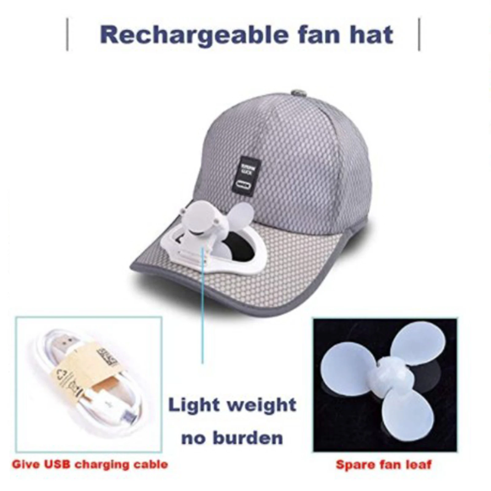 

Cooling Fan Baseball Cap Adjustable Sun Visor Hat Outdoor Hiking Peaked Caps