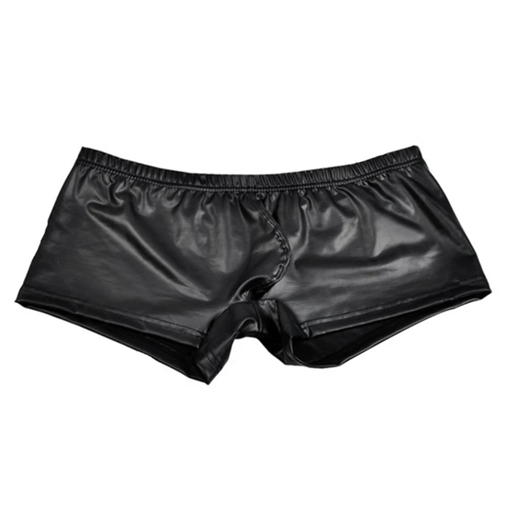 New Homme Boxers Panties Men Underwear Men Underpants Faux Leather Boxer Shorts Boxershorts Underpants Man 2020 Swimwear Sexy
