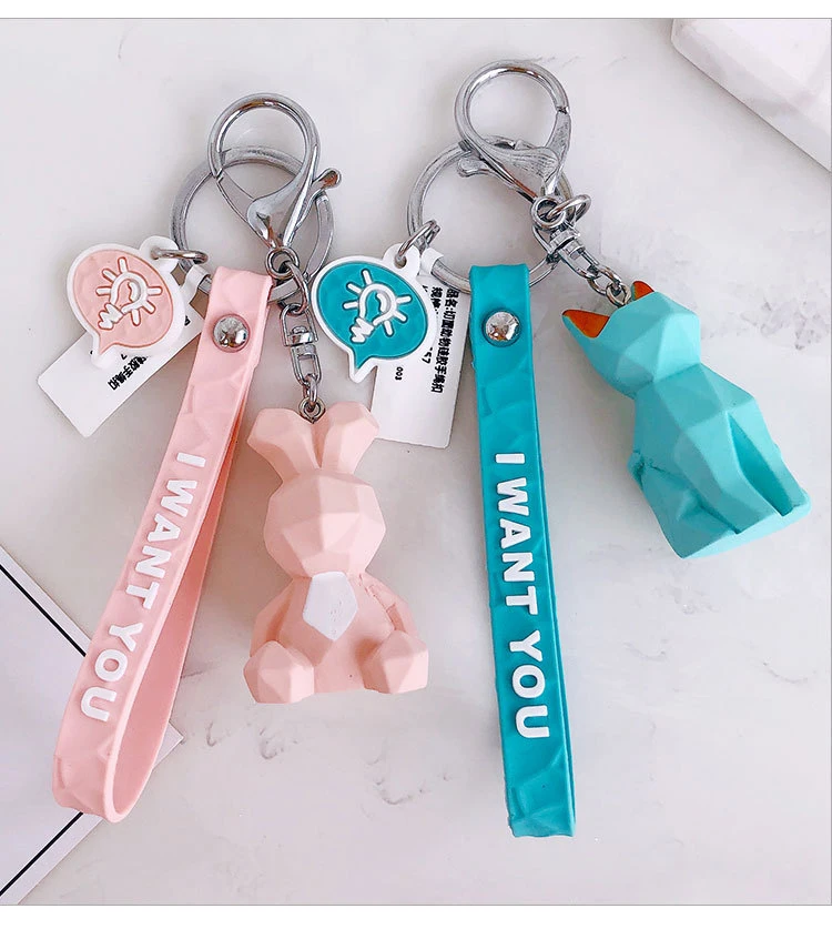 Kawaii брелок Единорог панда Кот коала геометрический с животными из ПВХ брелок 10 стилей модный Декор для сумки телефон подарок