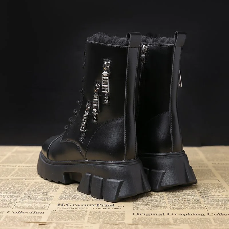 New Women Snow Boots Platform Wedges Shoes for Women Black White Shoes High Heels Winter Boots Punk Fashion Wedge Heel Shoes