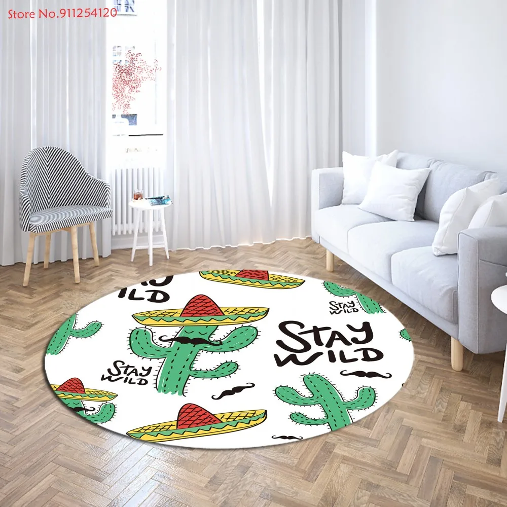 Тропические растения круглый ковер Зеленый Кактус 3D печать коврики Круглый