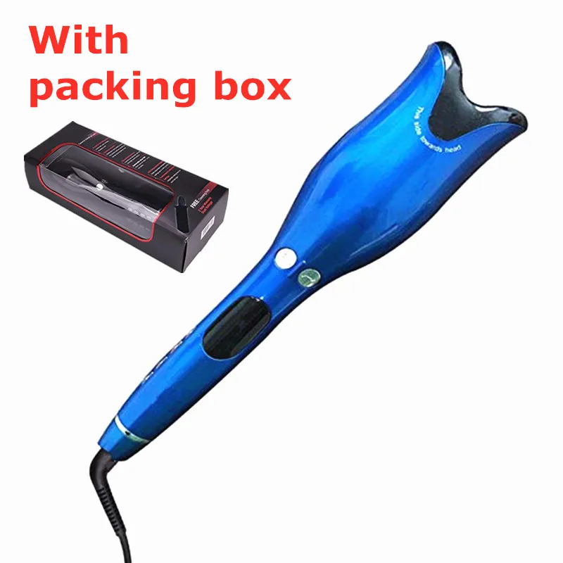 blue with box Автоматическая завивка волос вращающийся для волос стайлер для завивки волос роликовый керамический отрицательный ионный профессиональные салонные для волос щипцы для завивки - Цвет: blue with box