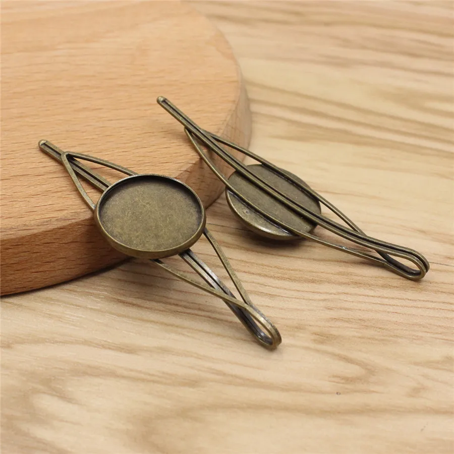 Медь для 20 мм круглых кабошонов заколки волос Пустые Настройки базовый лоток Diy