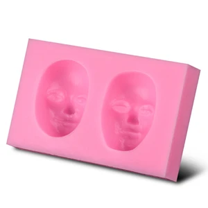 2-лунообразная маска, фигурные силиконовые формы для лица, антипригарные помадки, сахарное желе Jello Ice 3D формы, инструменты для украшения торта FDA C1665