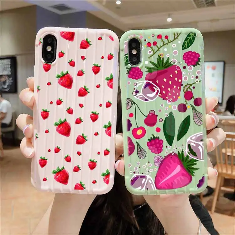 Cherry strawberry Trolley Suitcase Texture Phone Case IPhone 11 Pro Max X XS MAX 8 7 6S Plus Cute Candy Color Casing | Мобильные