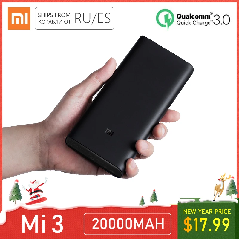 Xiaomi mi внешний аккумулятор 3, 20000 мА/ч, быстрое зарядное устройство, внешний аккумулятор, 3 порта, выход PD Xiao mi, 20000 мА/ч, внешний аккумулятор