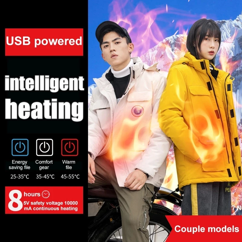 

Aiwetin Women USB Heated Skiing Hiking Vests Winter Thermal Clothing Heating Padded Jacket Windbreaker girlfriends gift