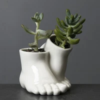 european ceramic human foot flower pot black white creative desktop succulent plant pot flower vase garden decoration ornaments