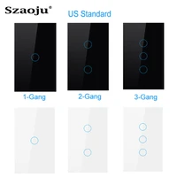 szaoju us standard luxury white crystal glass switch wall light touch switch 1 gang 1 way 72120mm wall switch ac110 220v