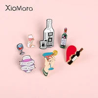 cheer wine glasses enamel pin wine time couple pins red wine bottle cup brooches enamel pin badge for lovers best friend pins