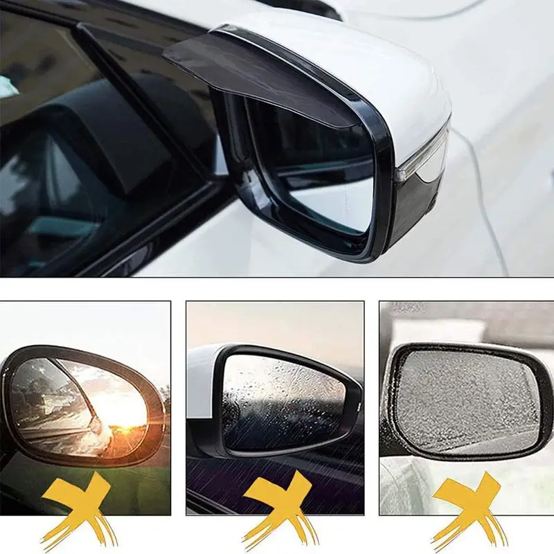 

Black Rear View Side Mirror Rain Board Eyebrow Guard Visor Car Accessories PVC Sun 14*6cm Material S6C1