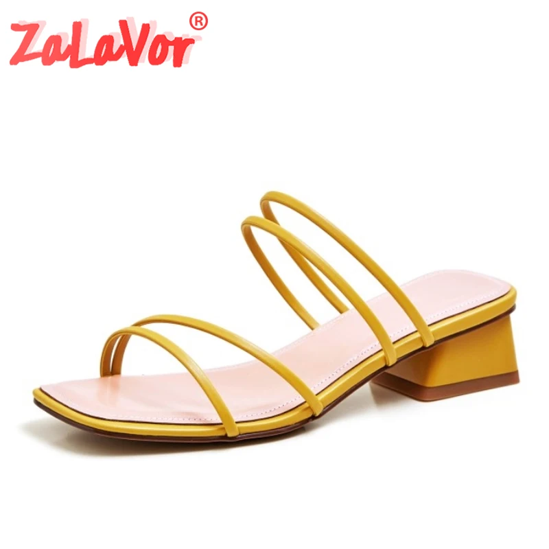 ZALAVOR/4 цвета Женские босоножки Модные шлепанцы на квадратном каблуке стильные