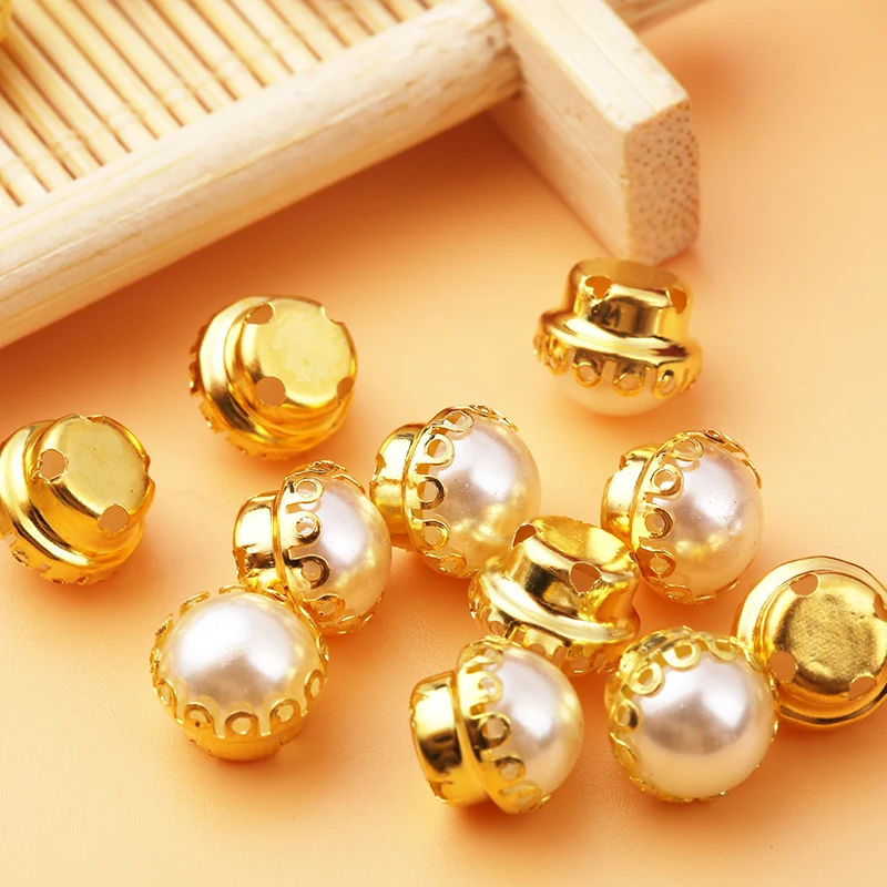 Новое поступление! Пришивные жемчужные бусины 50 шт. 8 мм стразы с плоским