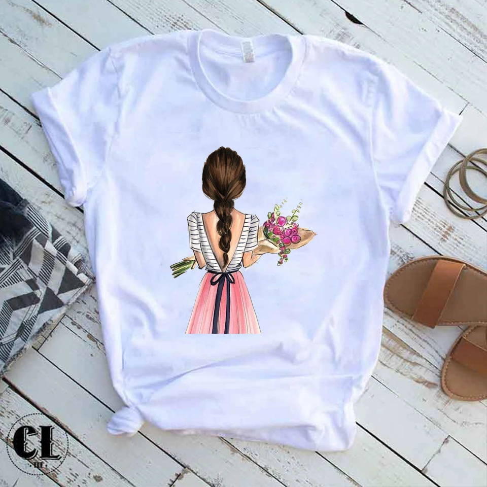 

Women Fashion Girl Print Graphic 90s Ullzang T-Shirt Cute Tshirts Casual Harajuku Femme Tops Clothing Female T Shirt Woman Tees