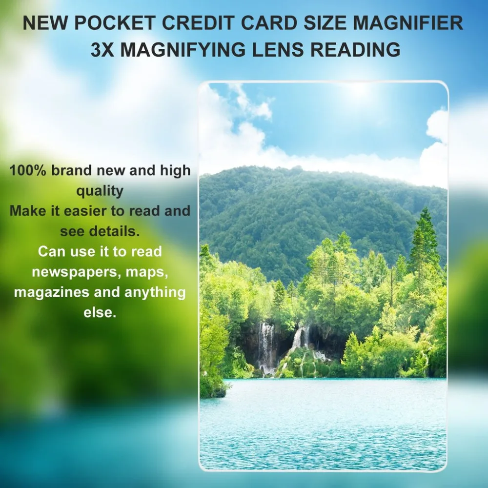 

New Pocket Credit Card Size Magnifier 3x Magnifying Fresnel Lens Reading Magnifier Magnifier lens