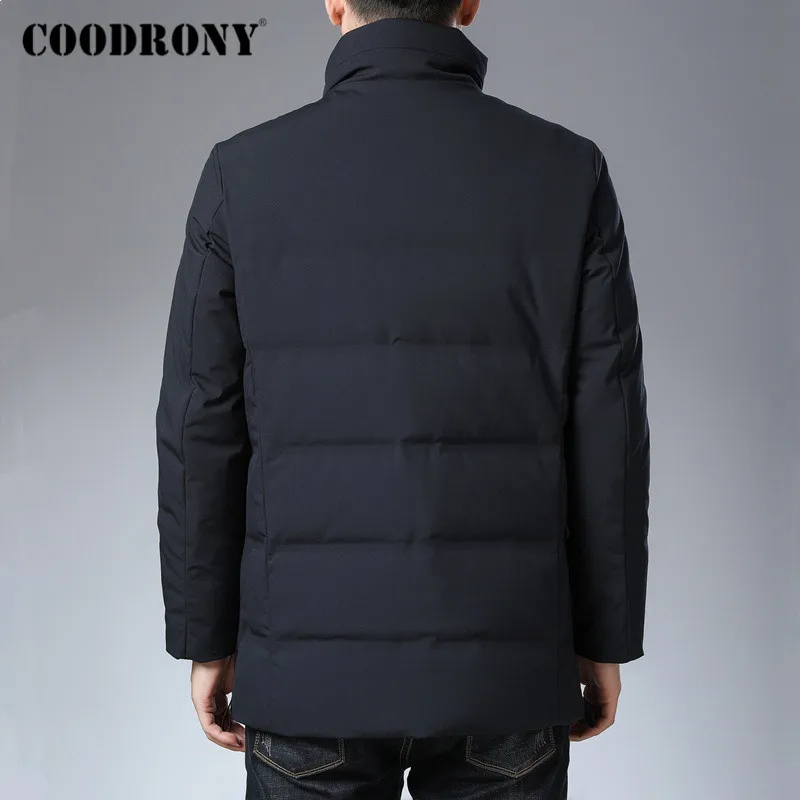 Бренд COODRONY, куртка на утином пуху, Мужская одежда, новинка, Осень-зима, толстые теплые куртки, повседневное пальто со стоячим воротником, мужская верхняя одежда 98032