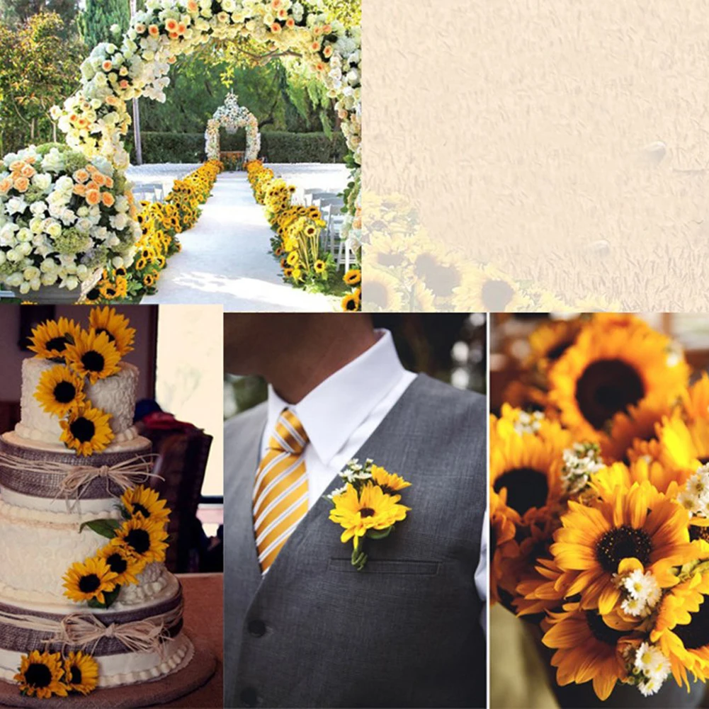 2019 Новый 24 шт искусственный подсолнух цветок голова для украшения дома офисные
