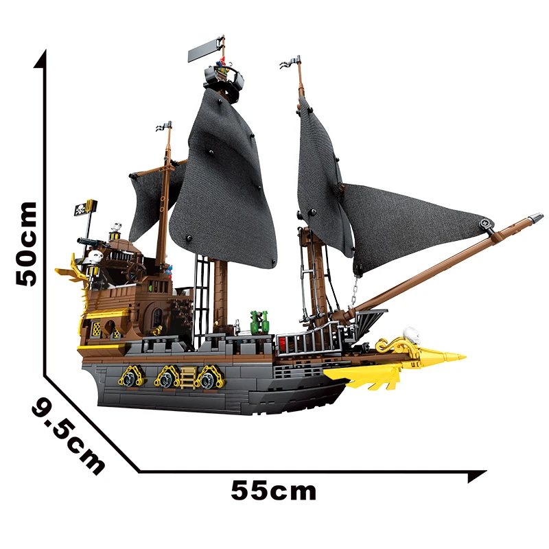 

City Black Pearl Boat Model Building Blocks High-Tech Pirates of the Caribbean Ship Wharf Island Bricks Toys For Children Gifts