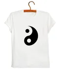 Женские футболки, черные, белые, Прямая поставка, рисунок Инь-Ян, Тай-Чи, повседневная смешная Футболка для леди, топ, хипстерская футболка