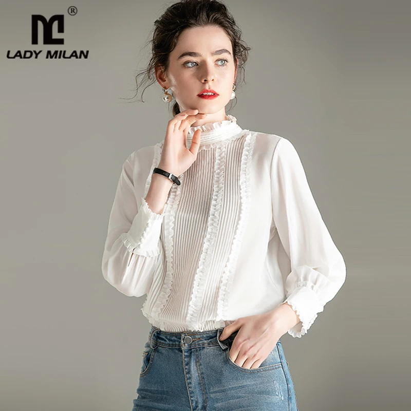 Женская модельная рубашка с воротником стойкой Элегантная модная повседневная