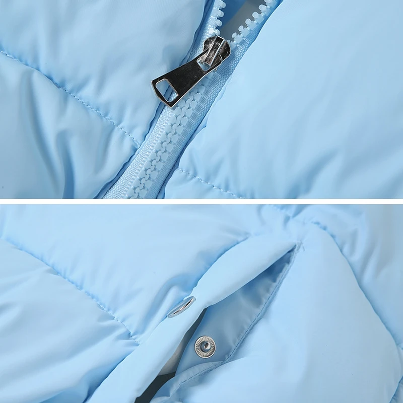 

Zip Up Cropped Puffer Jacket Winter Clothes Women Blue Army Green Short Bubble Coat Parkas Warm Outwear