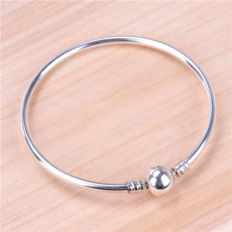

Authentic 925 Sterling Silver Pan Bracelet Classic Round Button Diy Versatile Bracelet Base Bracelet Fit Diy Charm Women Jewelry