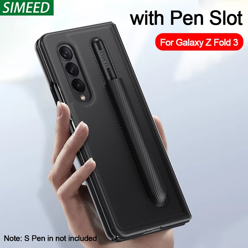 

С держателем для ручки, чехол для Samsung Galaxy Z Fold 3, чехол для телефона с полной защитой и слотом для ручки, кожаный чехол Z Fold3 (без ручки)