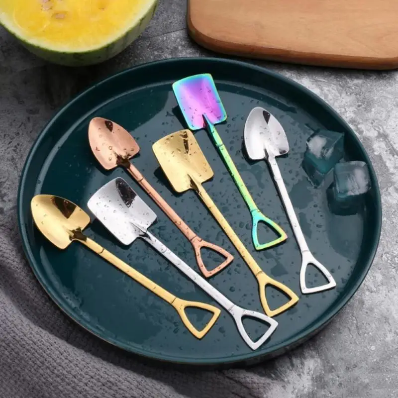 

2021 Fashion Coffee Spoon Ice Cream Dessert Spoon Retro Cute Round Head Spoon Kitchen Gadget Decoration Kitchen Bar Utensils