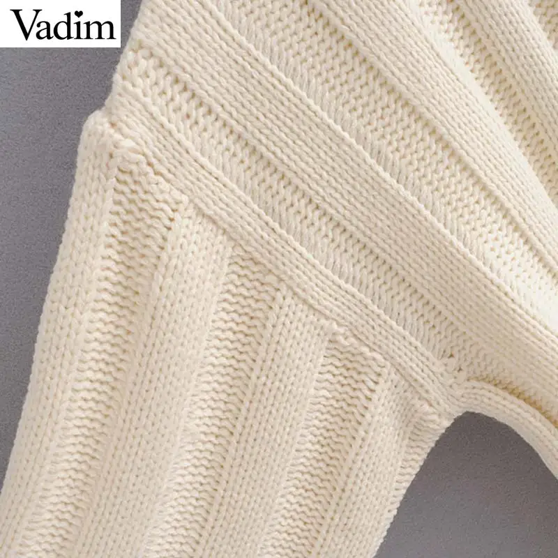 Vadim женский базовый Свободный вязаный свитер с высоким воротом и длинным рукавом